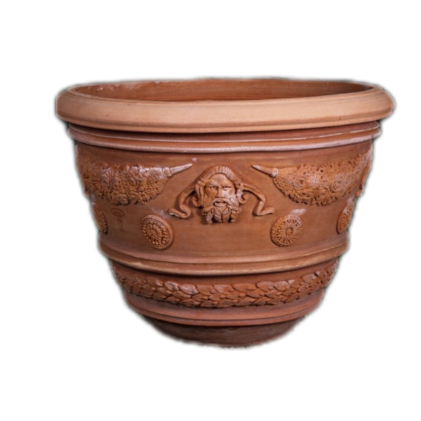 verzierter großer Terracotta Kübel